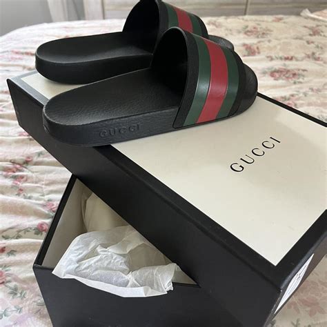 red gucci slide|Gucci slides size 5.